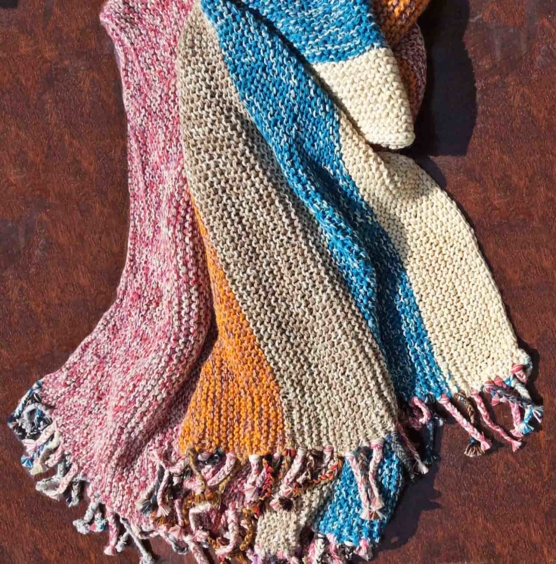 Royal Alpaca throw blanket Crochet Muti stripes AMZN33 sd555