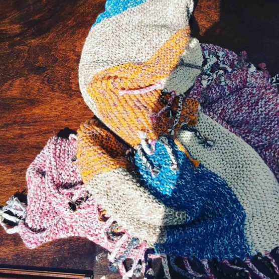 Royal Alpaca throw blanket Crochet Muti stripes AMZN777_sd1