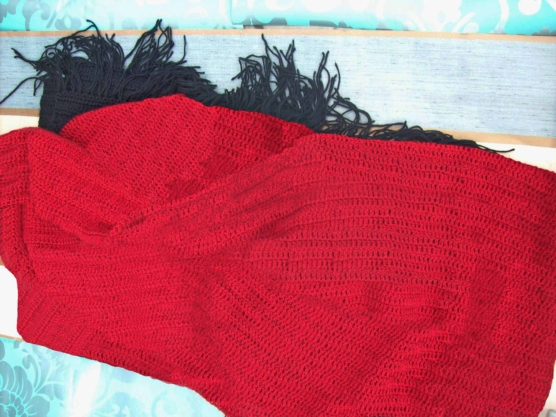 AMZN1 Red Solid Throw blnket Crochet Handknitted_sd111